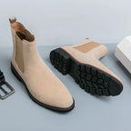 Chelsea Boots Flock Rivet Square Toe Red Sole
