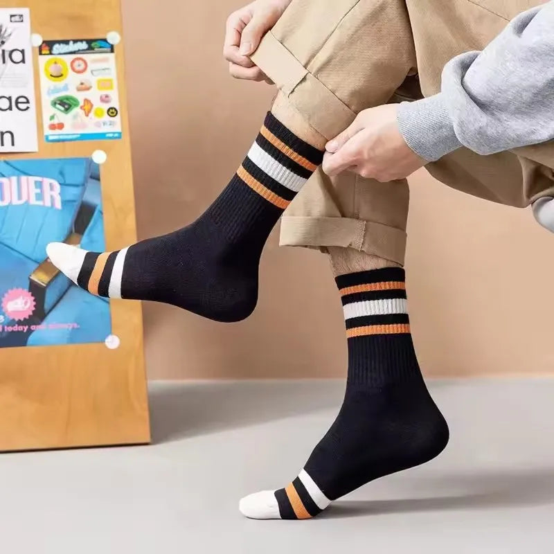 5 Pairs Men's Colorful Striped Casual Socks