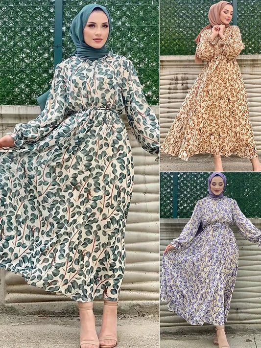 Floral Abaya Dubai Luxury Muslim Woman Femme Modest Dresses