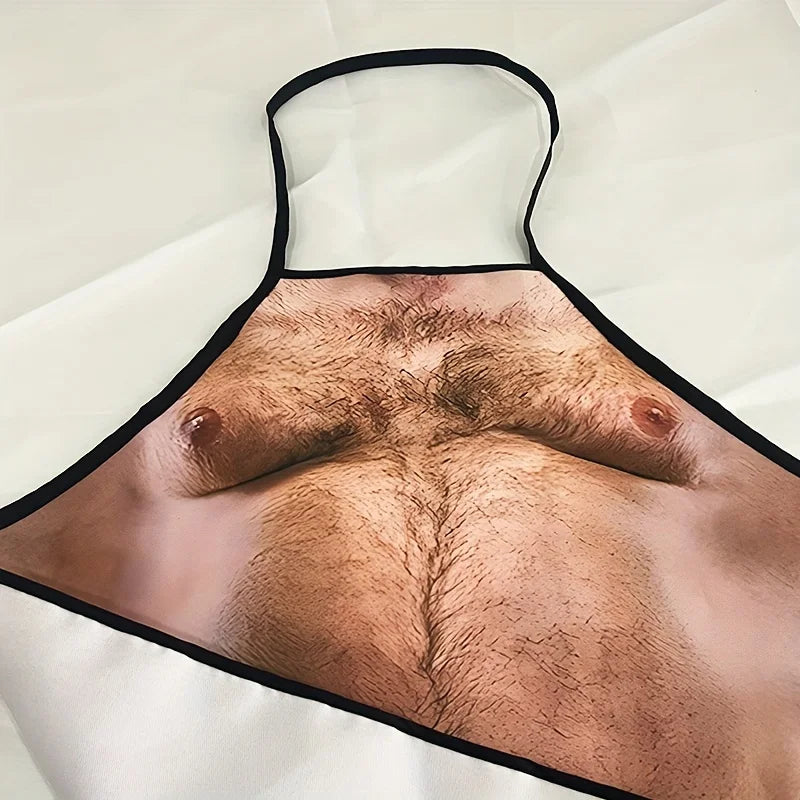 Beer Belly Printed Men's Kitchen Apron - Polyester Material, Woven, Suitable for Barbecue and Party