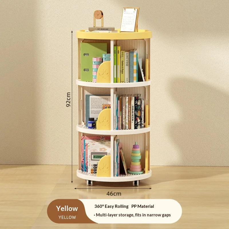 Rolling Rotating Bookshelf Bookcase