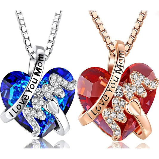 Mother's Day Gift Jewelry Heart Red/Blue Pendant Necklace