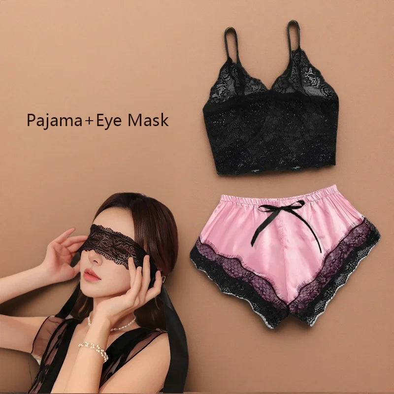 2PCS Women's Satin Pajama Set