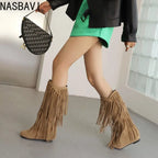 Bohemian Flock Tassel Mid-Calf Boots