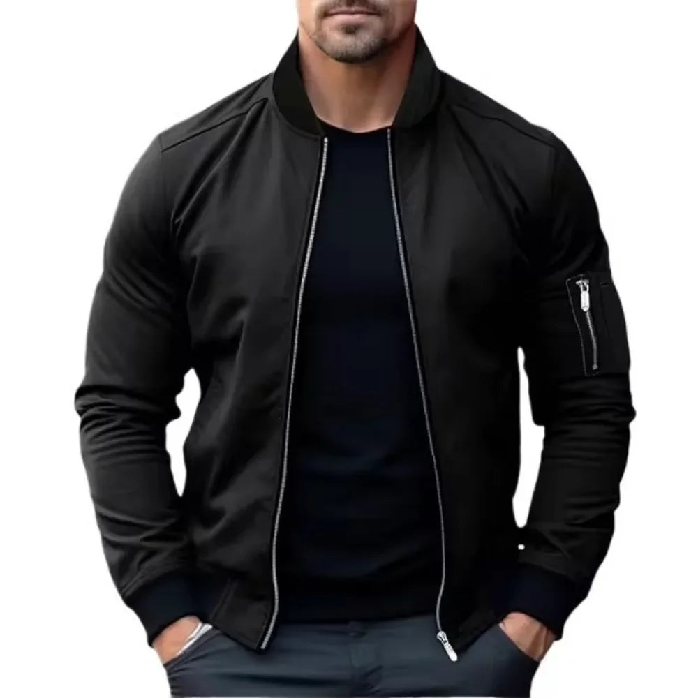 Solid Color Bomber Jacket