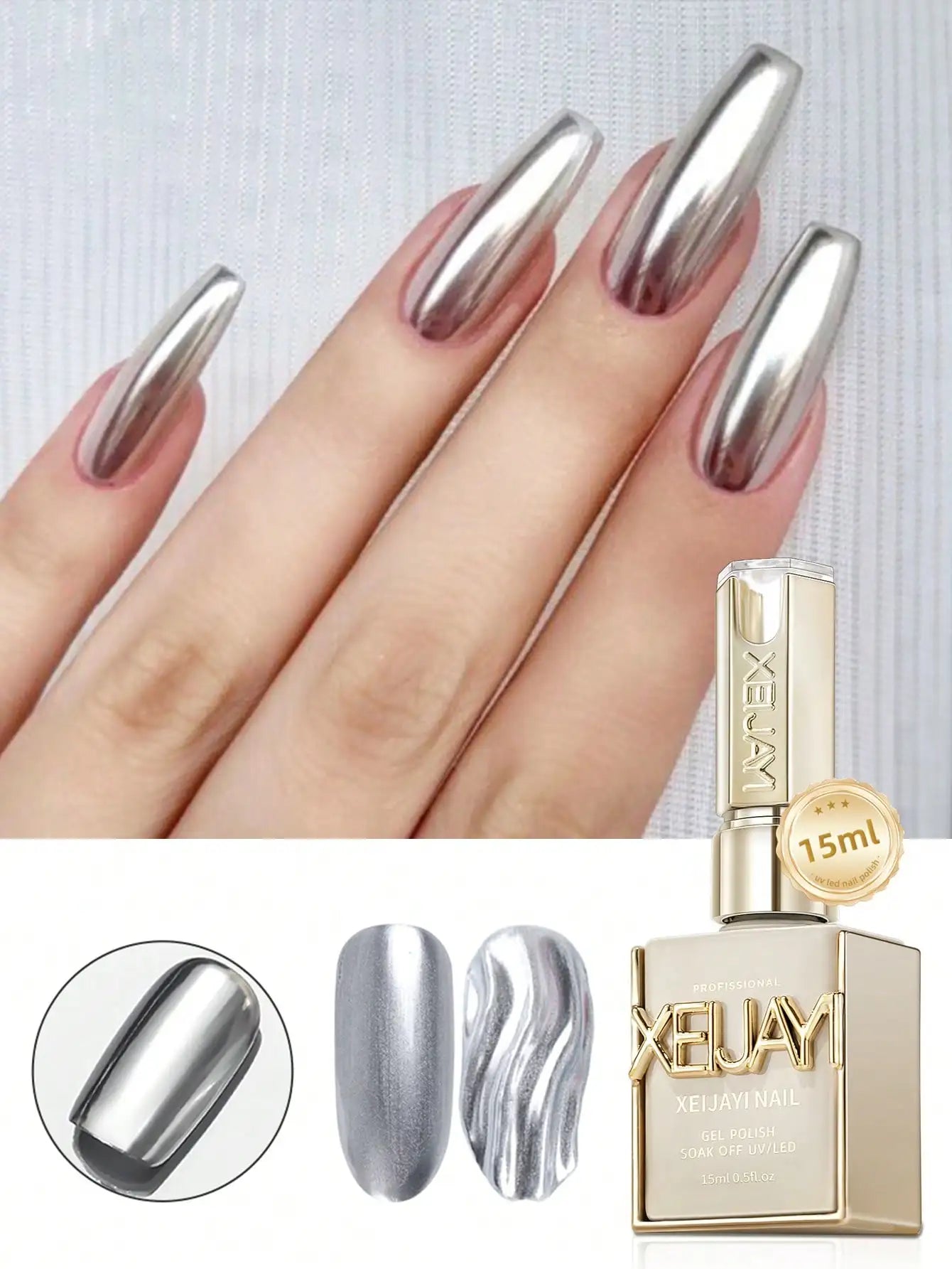 15ML Mirror Silver Metallic Gel Nail Polish