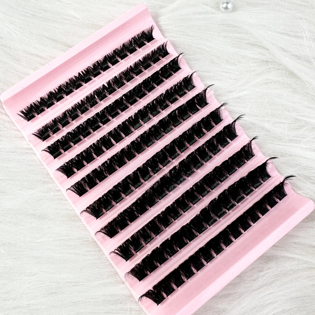 160D Individual Lash Extensions, 10 Rows Natural Faux Mink Cluster Lashes