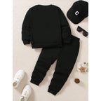 2PCS Boys Dinosaur Print Sweatshirt Outfits
