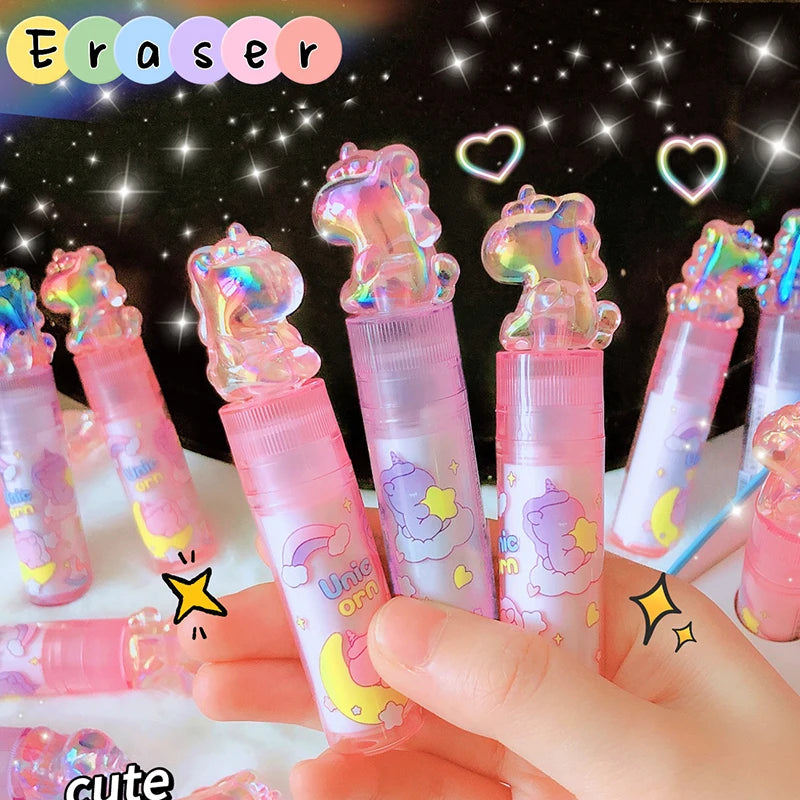 1Pcs Kawaii Lipstick Unicorns Rubber Erasers