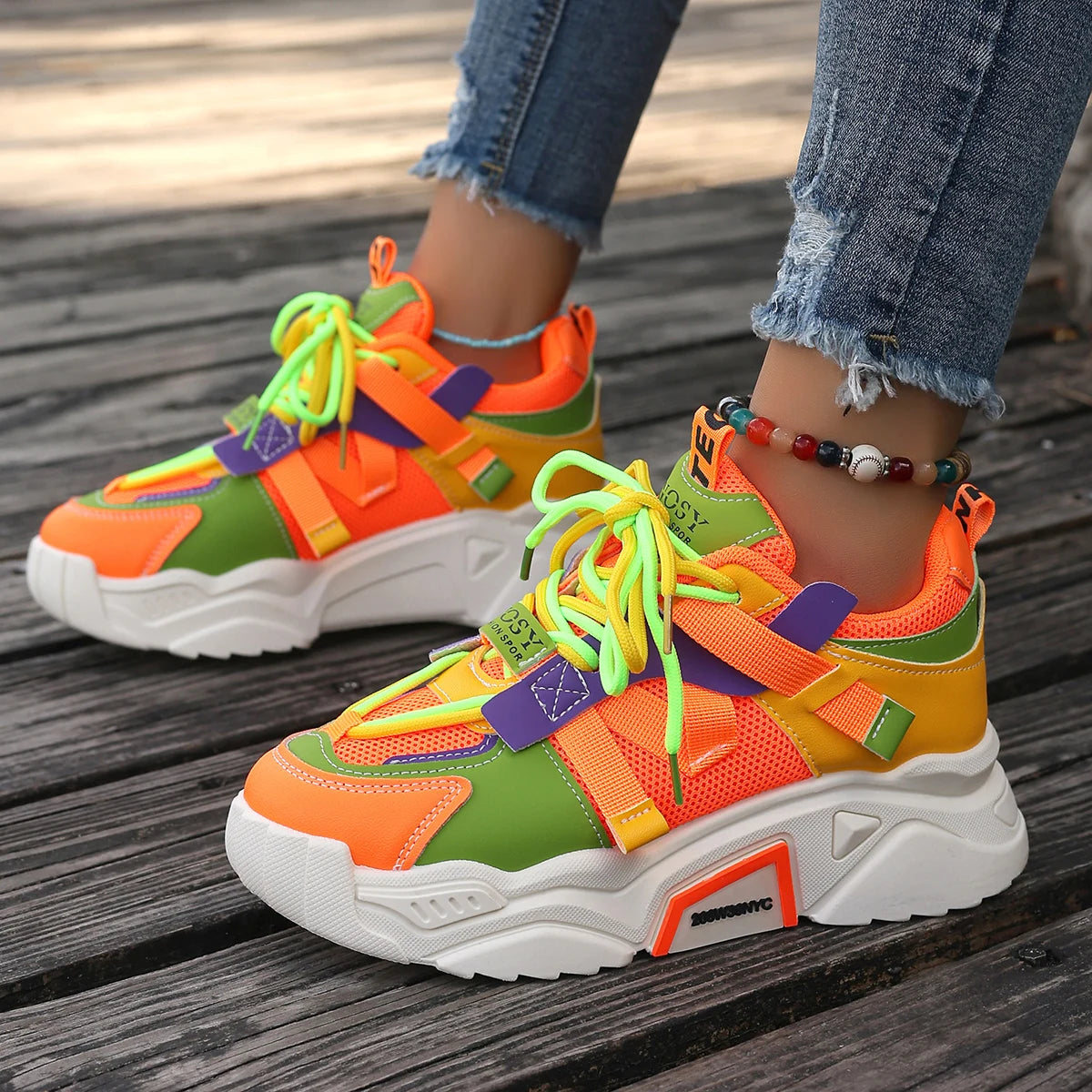 Platform designer sneakers