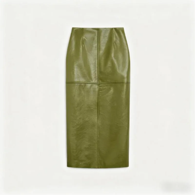 Vintage Biker Leather Jacket Skirts Suit