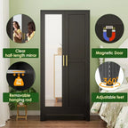 71" Metal Wardrobe Armoire 2 Mirror Doors