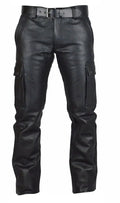 Faux Leather Slim-Fit Motorcycle Trousers
