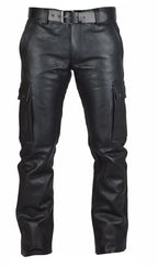 Faux Leather Slim-Fit Motorcycle Trousers