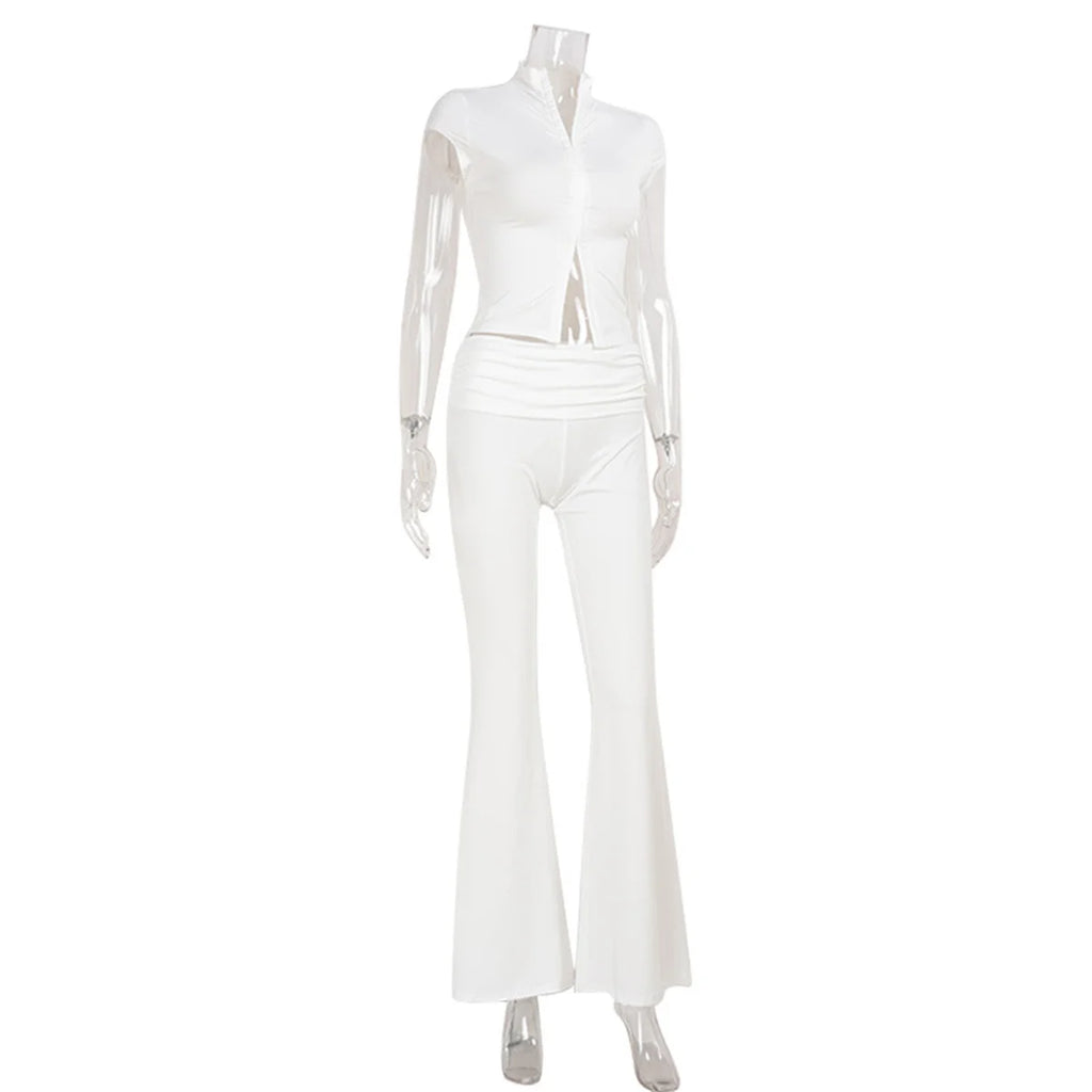 Women Fashion Sexy Short Sleeves Suit Casual Sheath Hollow Out 2 Pieces