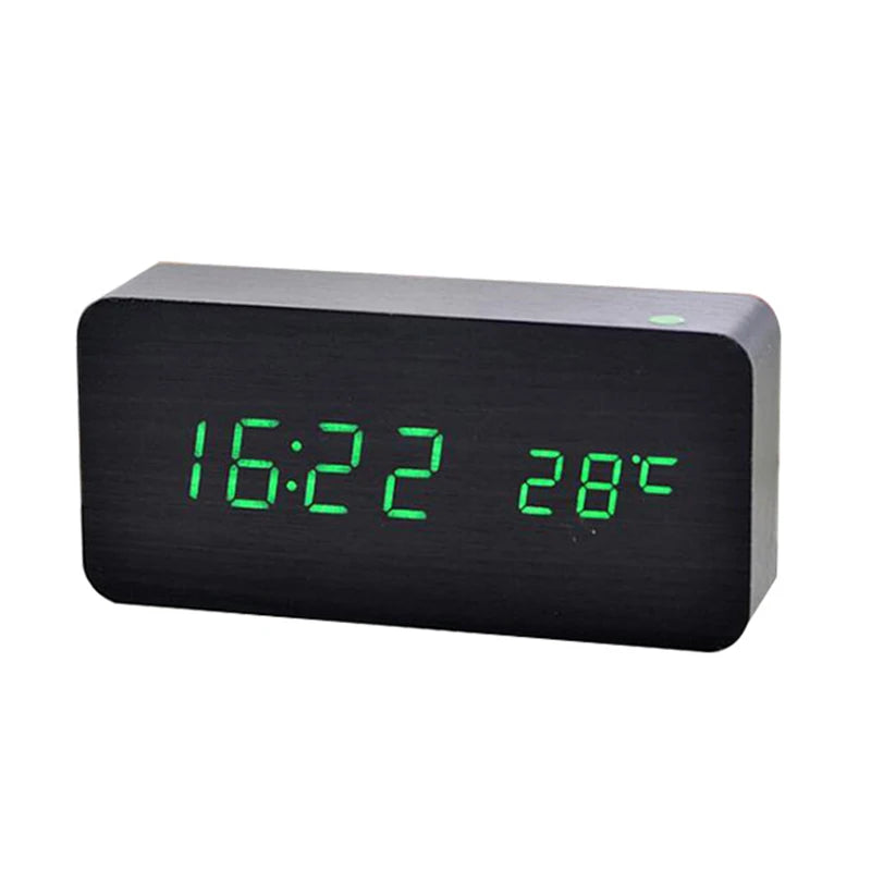 Wooden Digital Alarm Clock, LED Alarm Clock