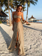 Sexy Braid Bikini with Skirt  3 Pcs Swimwear