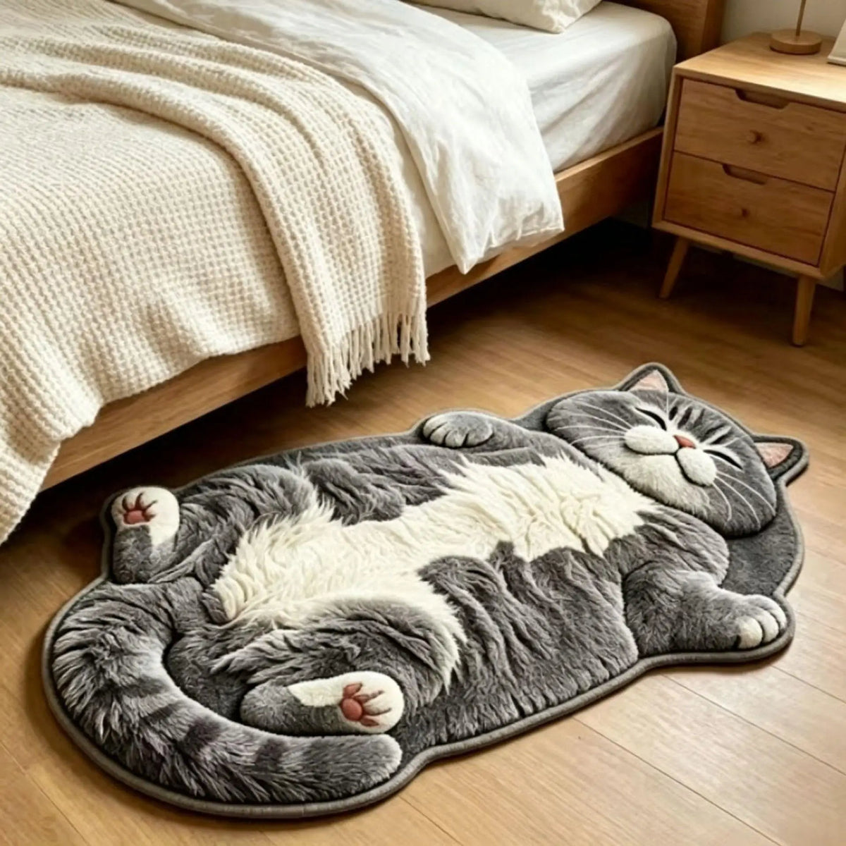 VIKAMA Chubby Lying Tabby Cat Long Rug