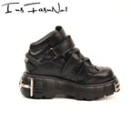 Metal Toe Platform Punk Flats Black Gothic Shoes