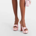 Square Toe Satin High Heel