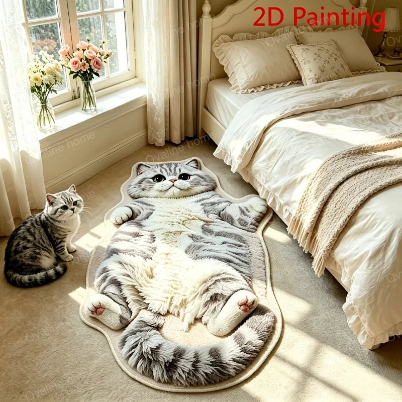 VIKAMA Chubby Lying Tabby Cat Long Rug
