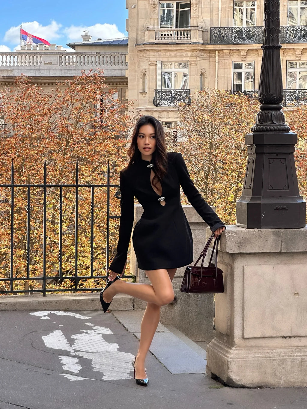 Elegant Hollow Out Mini Dress