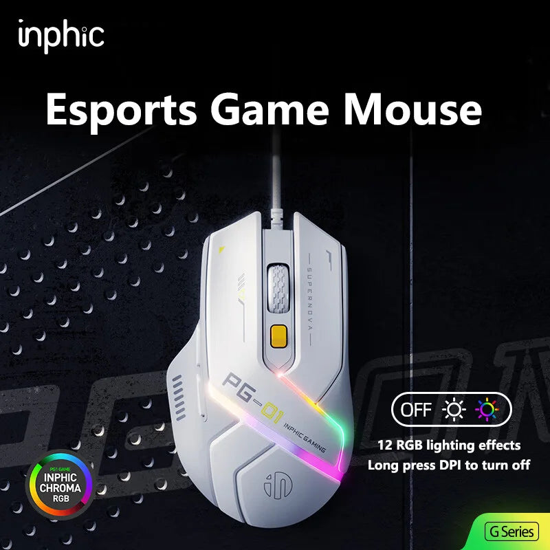 Inphic PG1 PG9 RGB Wired Gaming Mouse Ergonomics 1000Hz