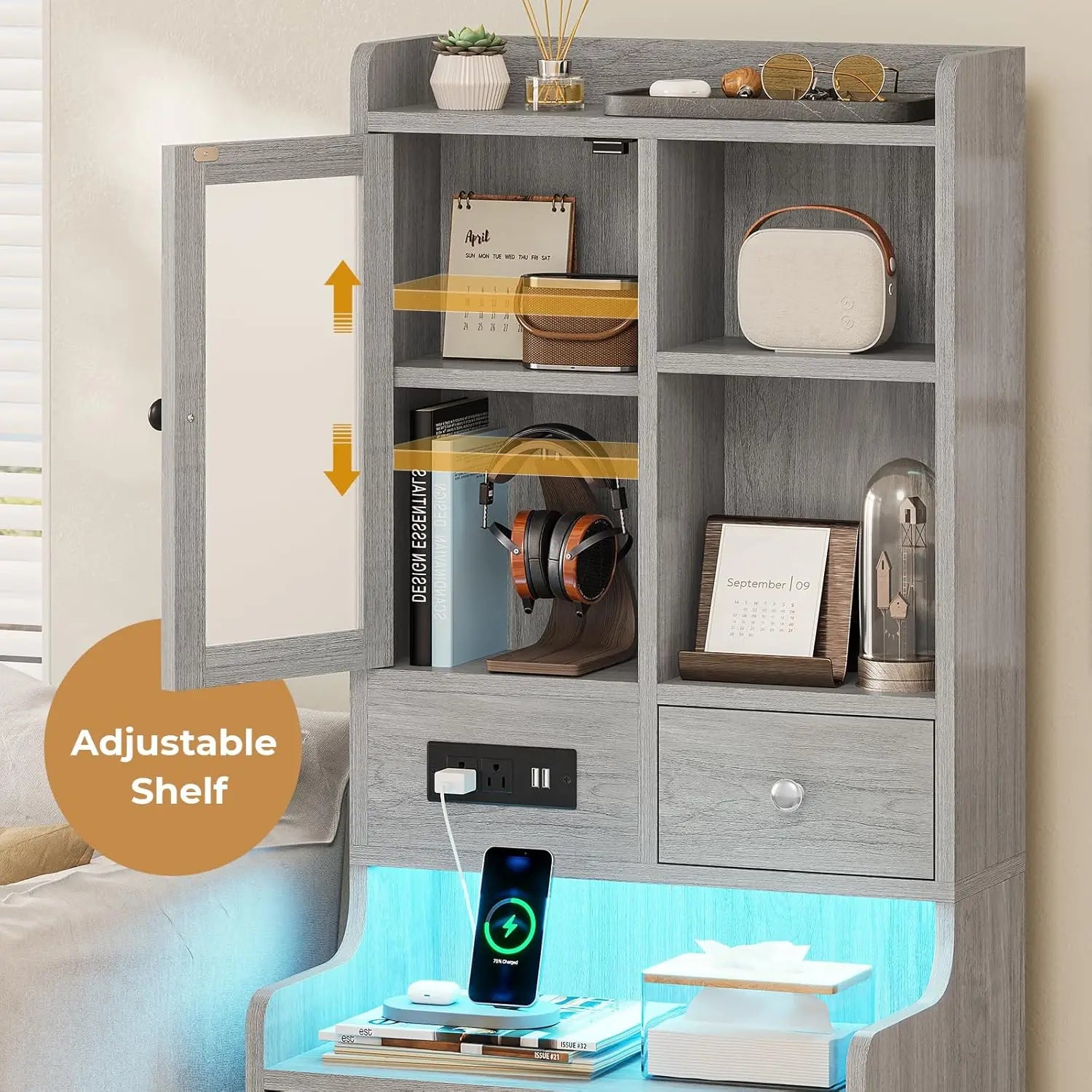 Grey Nightstand Set