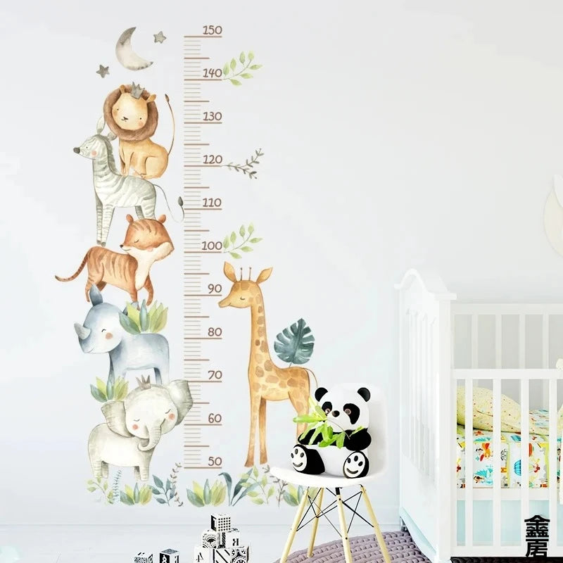 3PC Cartoon Animal Height Ruler Wall Stickers