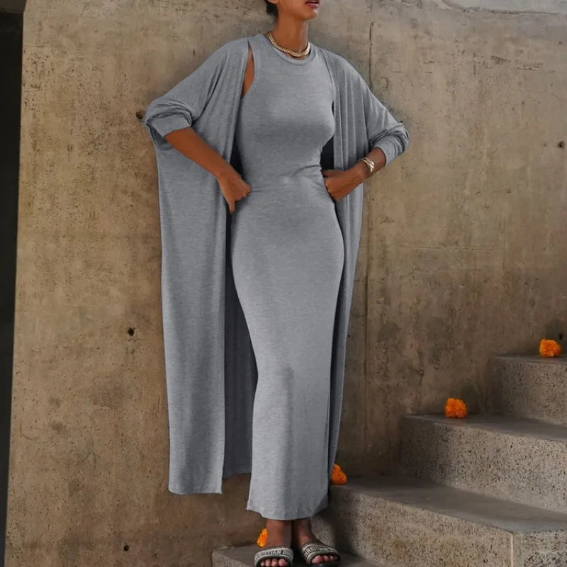 Elegant 2 Piece Bodycon Long Sleeve Cardigan