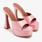 Square Toe Satin High Heel