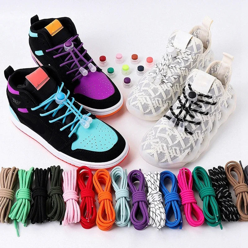 1 Pair Lazy Laces Elastic Snap Lock Shoelaces