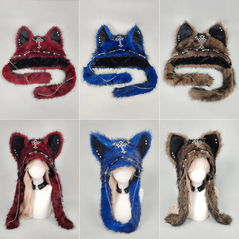 Dark series Gothic plush cat ear hat