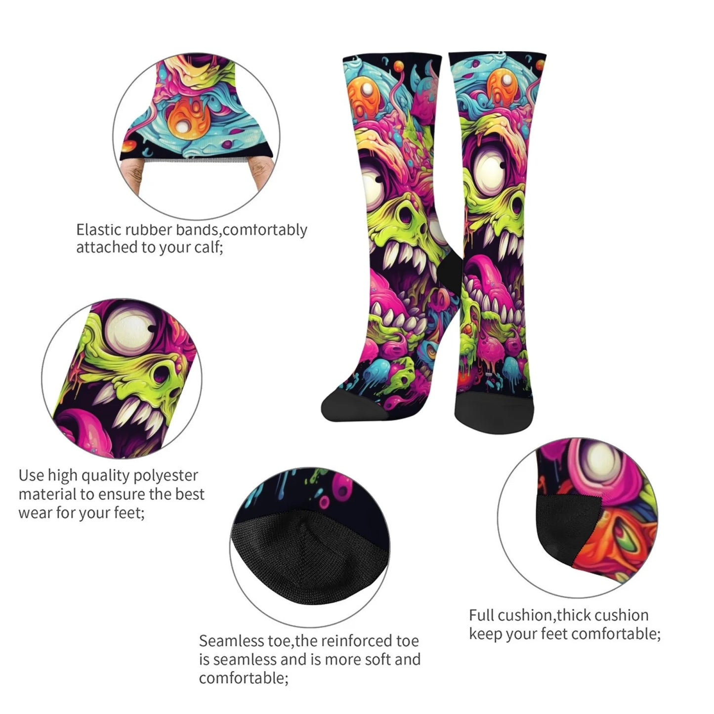 Cartoon Graffiti Weird Print Men's Socks