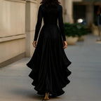 Evening Dress V Neck High Waist Slim Fit Ruffle