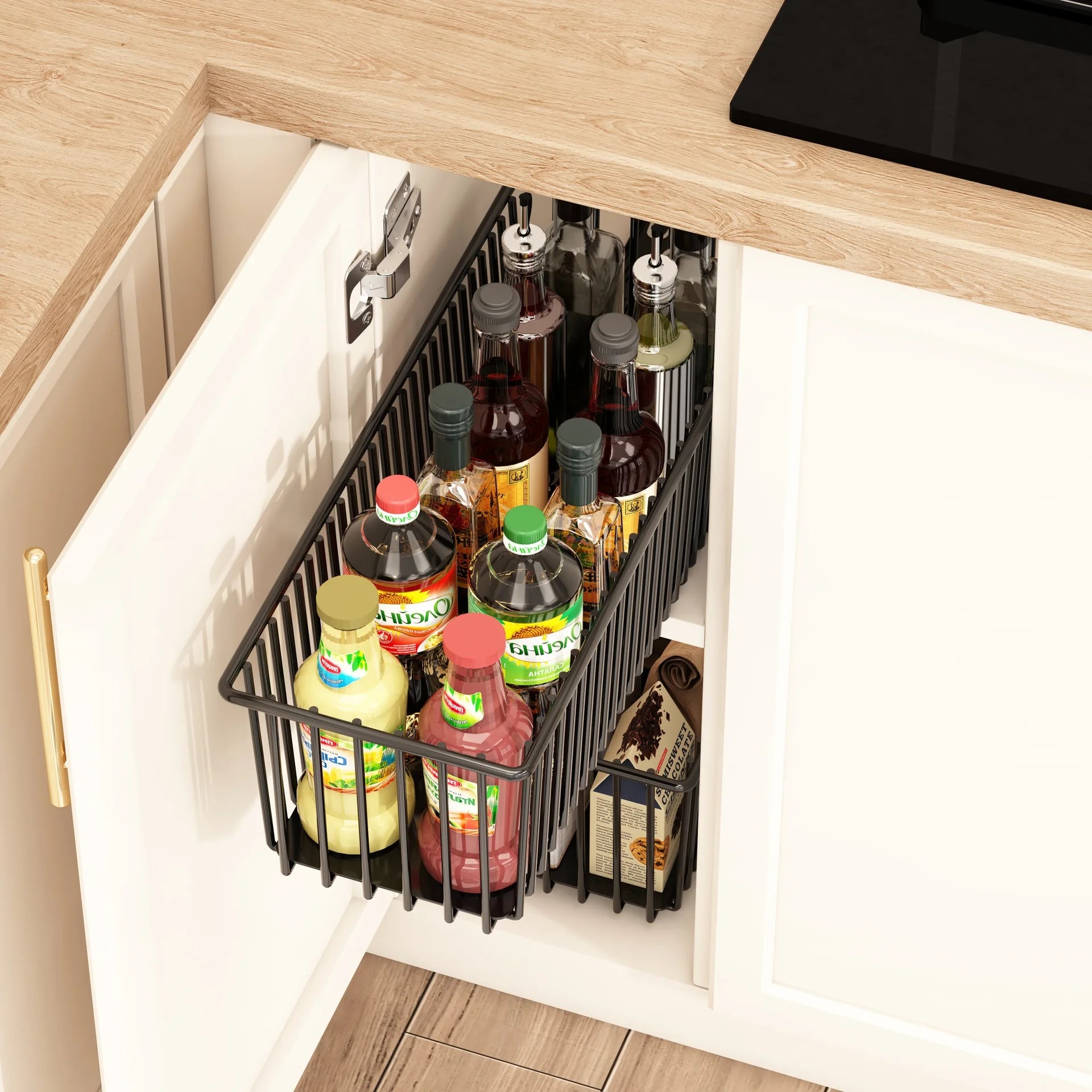 2Pcs Pull Out  Carbon Steel Slide Out Drawers