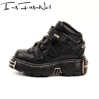 Metal Toe Platform Punk Flats Black Gothic Shoes