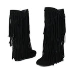 Bohemian Flock Tassel Mid-Calf Boots