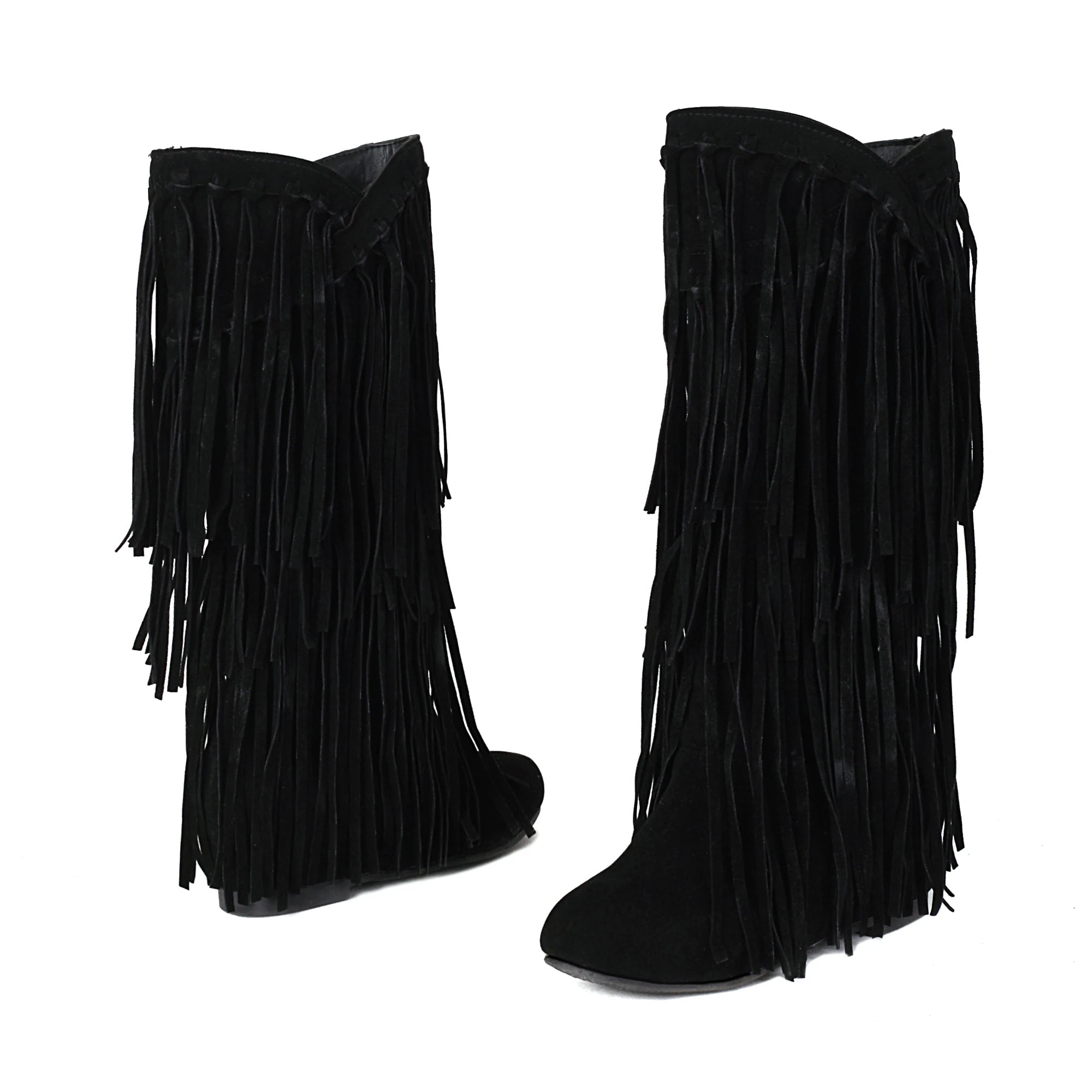 Bohemian Flock Tassel Mid-Calf Boots
