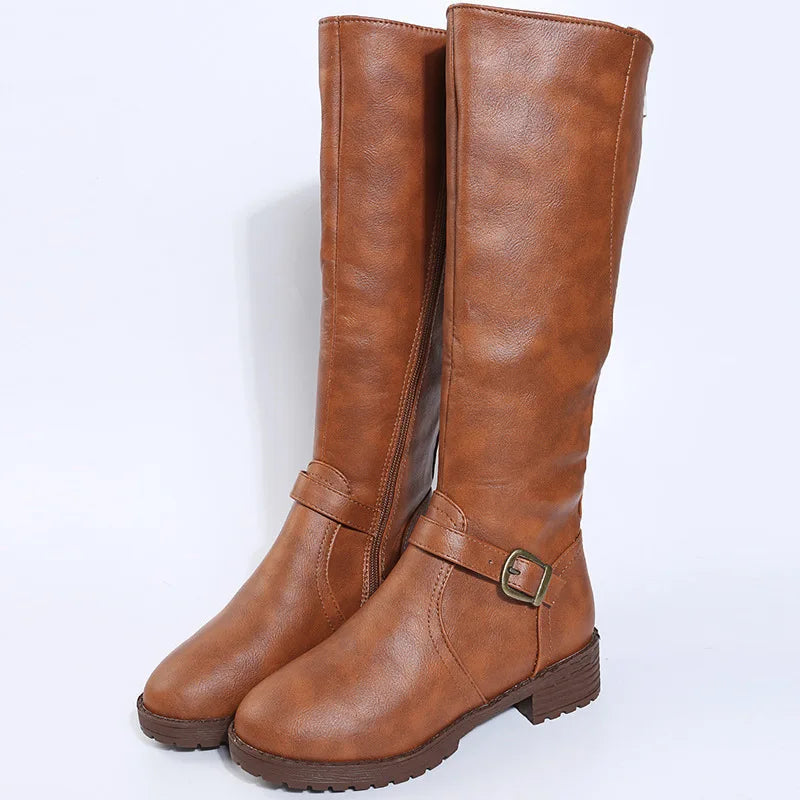 Vintage Brown Women Knee High Boots