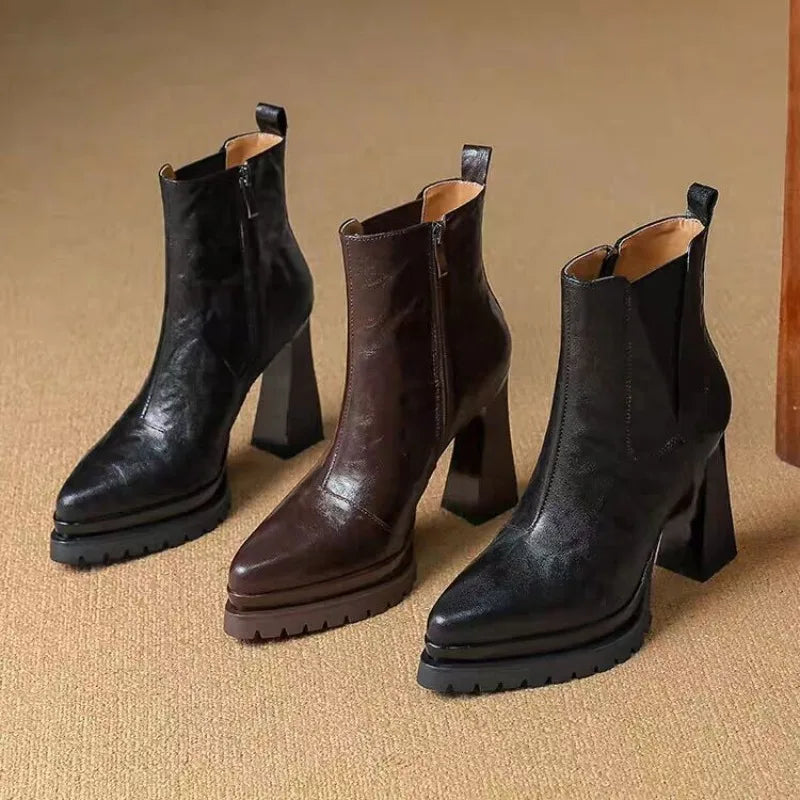 Pointed Toe High Heel Booties