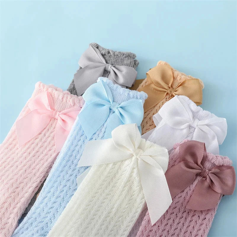 0-24Month Baby Girl Socks Toddler Bow Cotton Mesh Lace