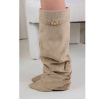 Metal Buckle Women's Knee High Boots