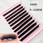 160D Individual Lash Extensions, 10 Rows Natural Faux Mink Cluster Lashes
