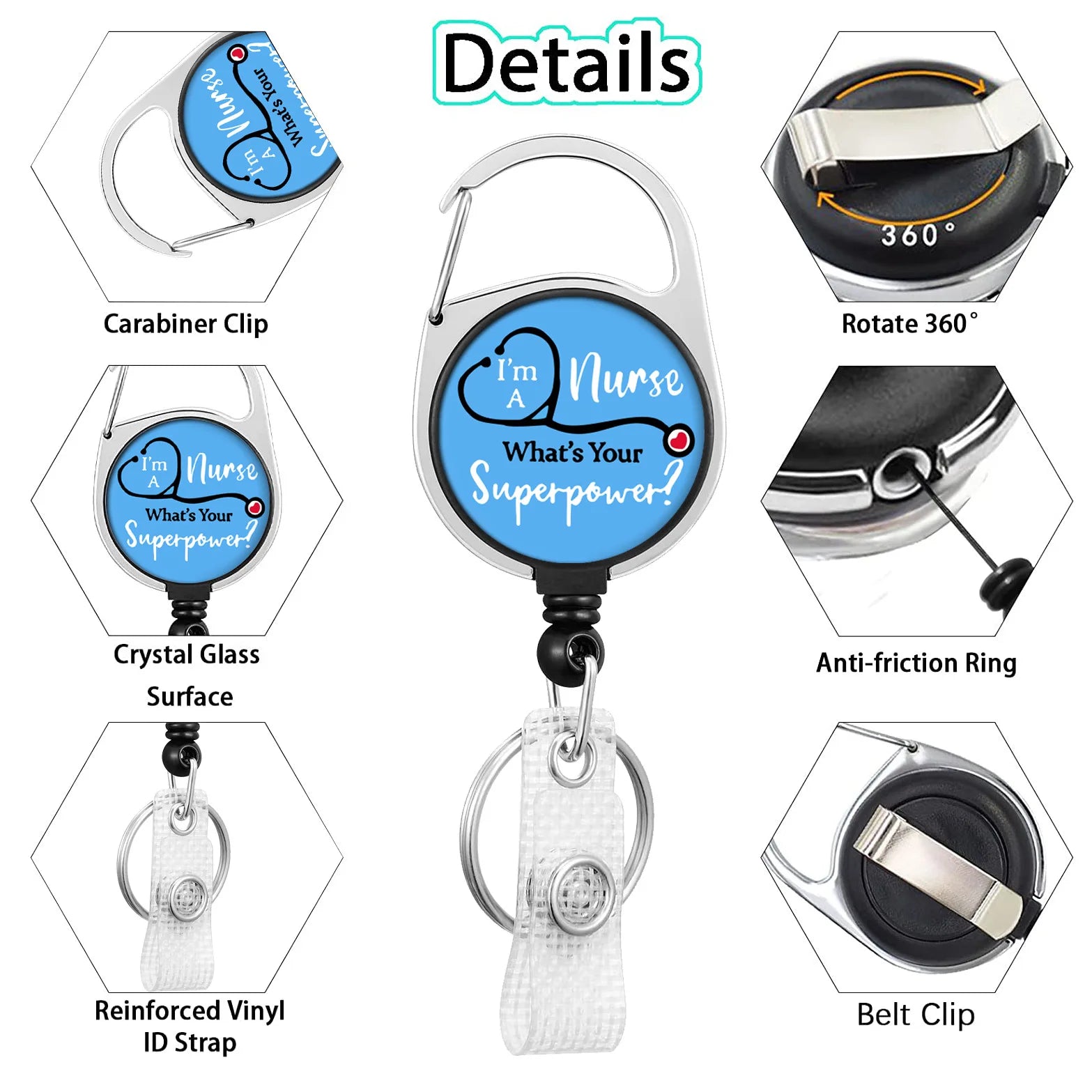 1pc Retractable Worker ID Tag