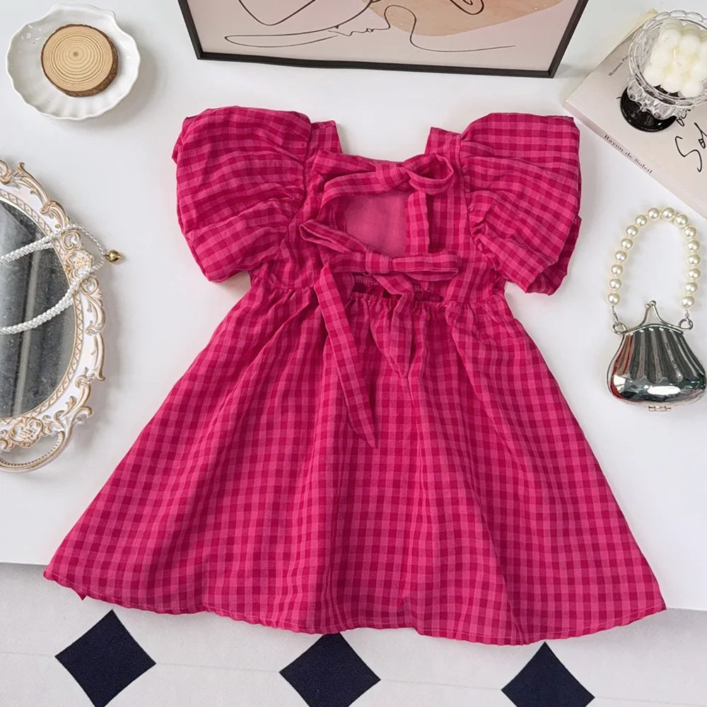 Red Plaid Bow Dresses