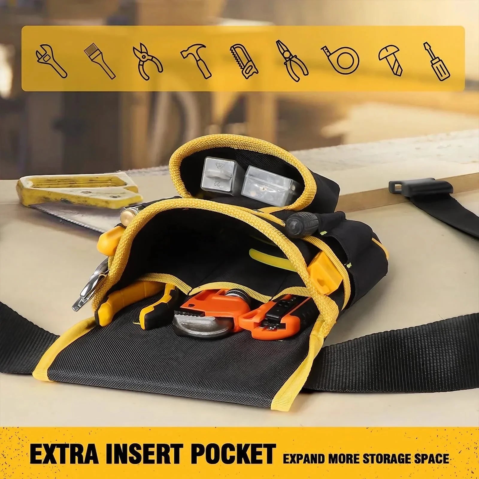 Adjustable Men's 26 Pockets Tool Belt Magnetic Holder