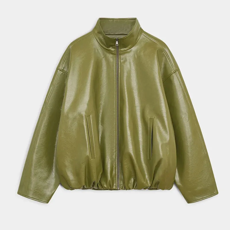 Vintage Biker Leather Jacket Skirts Suit