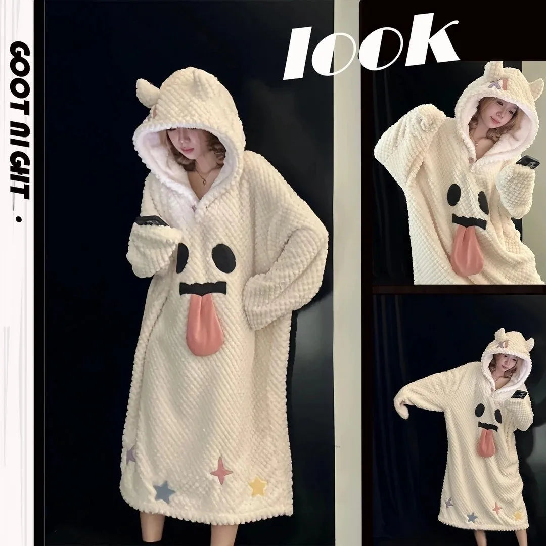 Cute  coral fleece bathrobe