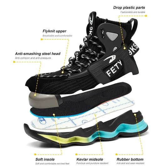 New Men Safety Shoes Work Sneakers